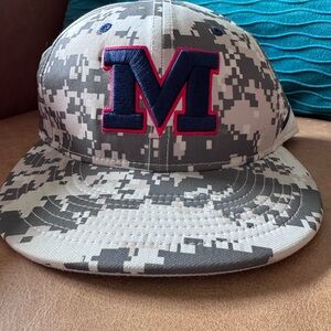 Men's Camouflage Snapback Hat with Navy 'M' Accent